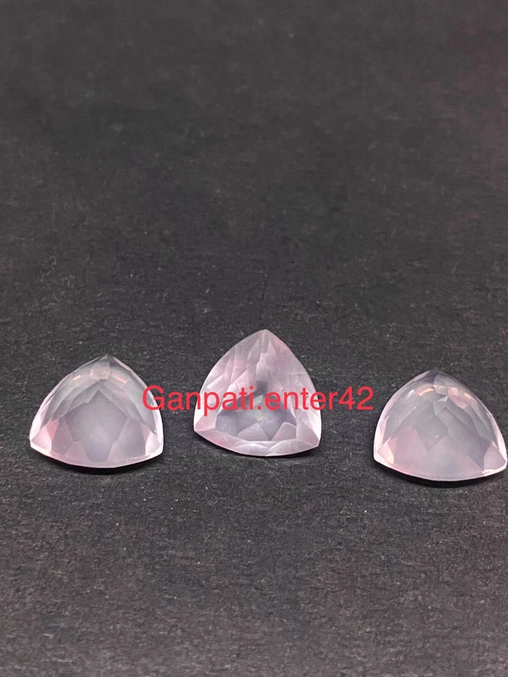 Cuarzo rosa natural facetado trillón corte 9x9 mm tamaño calibrado piedra preciosa suelta E Foto 2 de 4