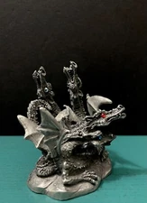 Leigh Rawcliffe Pewter Two Twin Double Headed Dragons Fantasy Figurine LOTR GOT