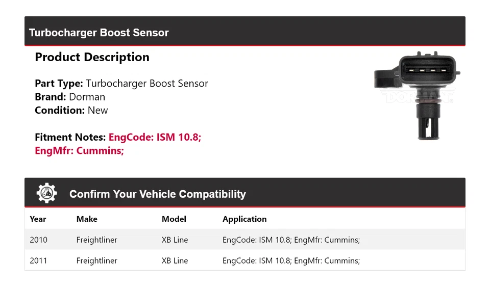 Sensor de impulso turbocompresor Dorman Freightliner XB Line 2010-2011 Foto 2 de 4