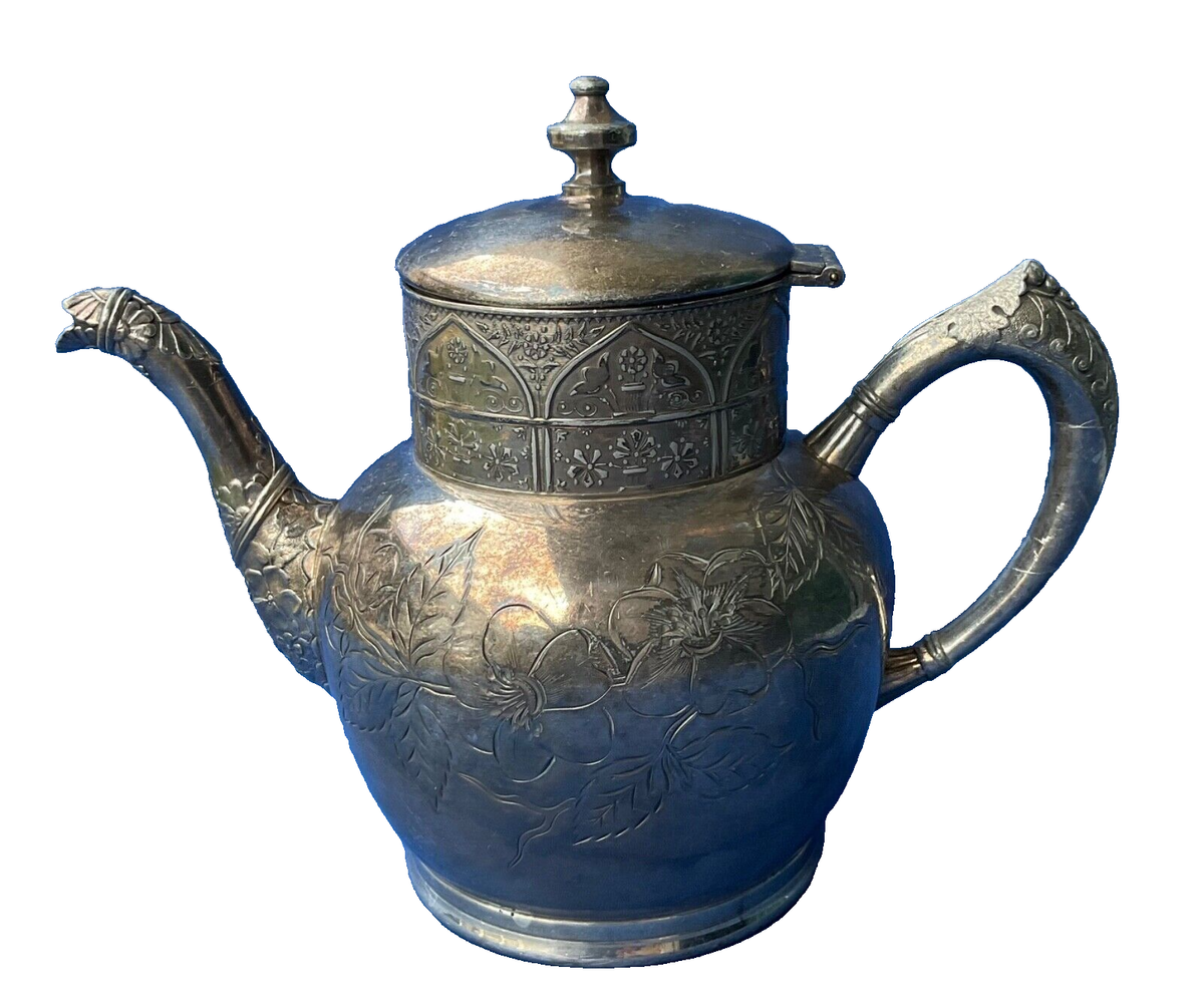 Antique Hartford Silver Plate Co Quadruple Plate 1411 Teapot 8