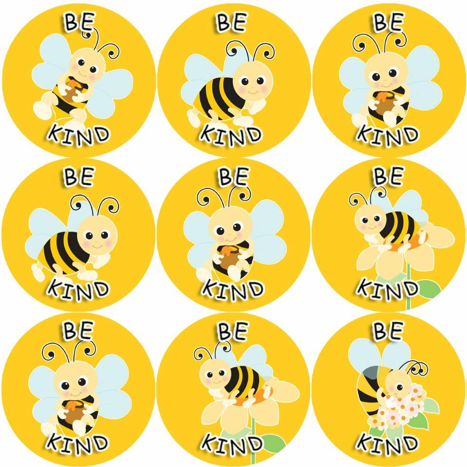144 Be Kind Buzzing Bee 30mm Reward Stickers for School Teachers, Parents