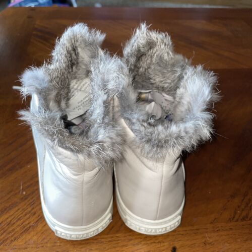 BCBG Maxazria Deniz Rabbit Fur Trim Lace Up High Top Sneakers Sz 8 Suede - Picture 3 of 6