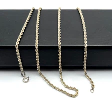 Solid Sterling Silver 925 Heavy TWIST ROPE SPARKLE 24 in. " NECKLACE Golden Tone
