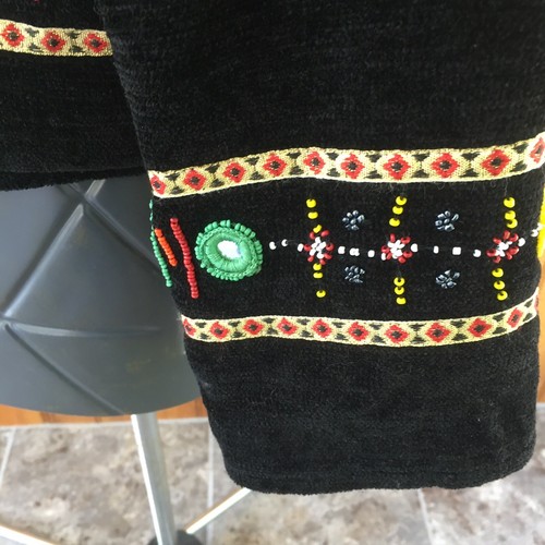 Julie Ku Womans Petite Medium Black Fully Beaded Multicolored Snap Button Jacket - Picture 6 of 9