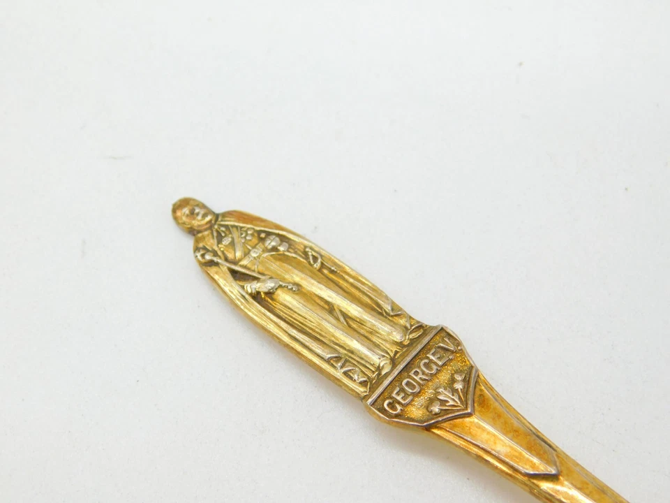 King George V Sterling Silver Gilt Commemorative Spoon 1949 Sheffield - Imagem 2 de 4