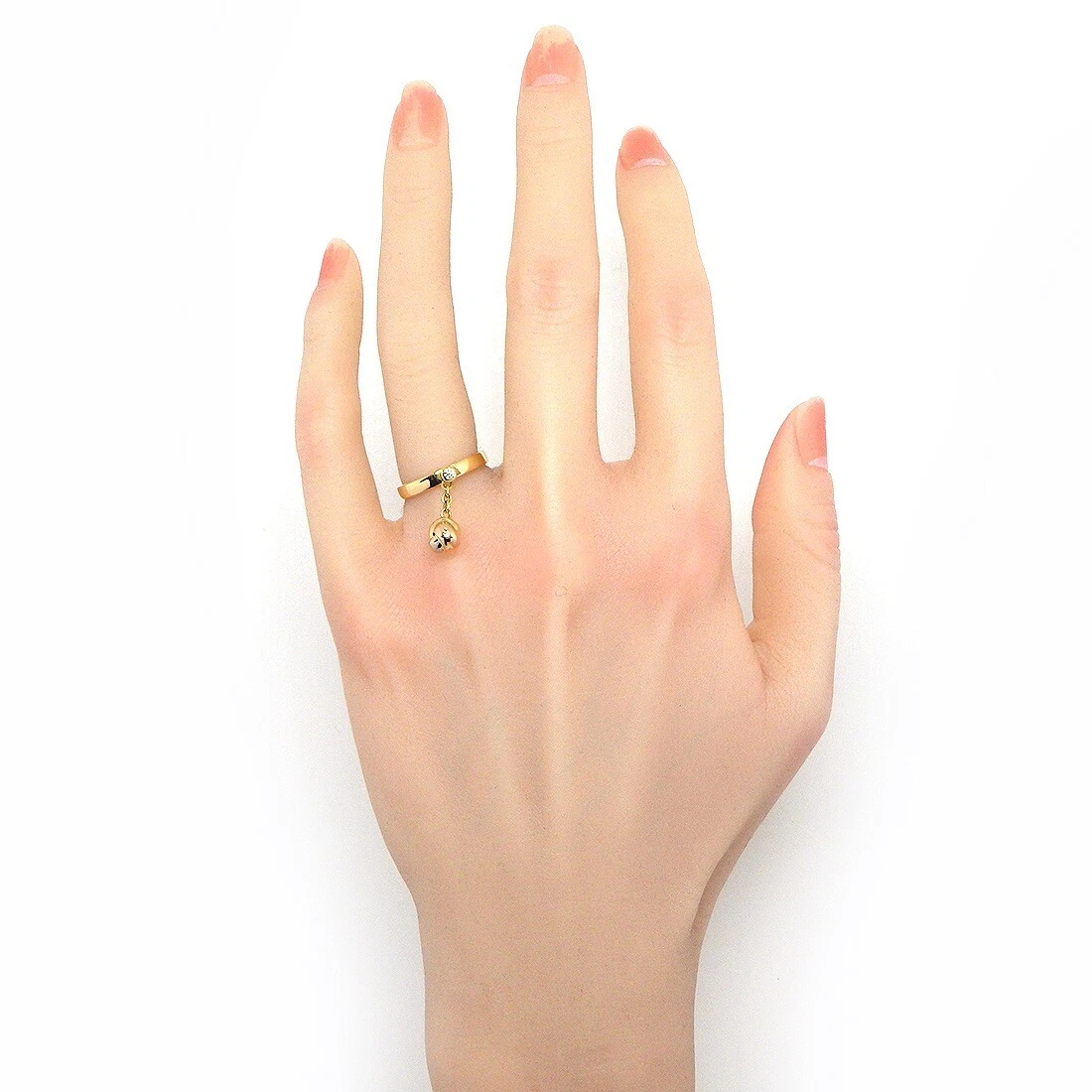 Anello Cartier Baby Trinity Swing goccia sfera diamante 1P oro tre colori #49 US4 75