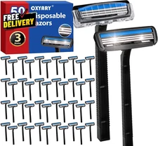 50 Pcs 3 Blade Disposable Razors with Clear Safety Cap Father'S Day Shaving R...