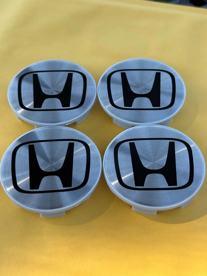 HONDA Set Of 4 Silver Brushed Silver Wheel Center Caps 69MM - Изображение 3 из 4