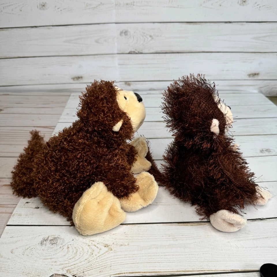 Pair Of Ganz Cheeky Monkey 7" Plush Toys - Brown & Tan - Soft Stuffed Animals - Image 2 of 4