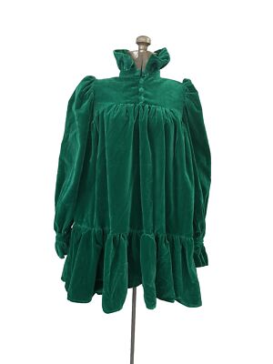 green emerald velvet dress Saloni London
