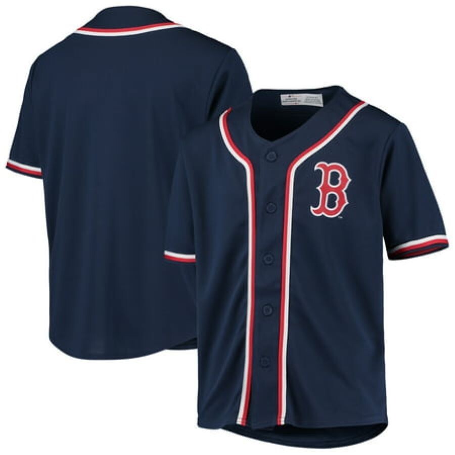Boys Navy Boston Red Sox Button-Up Baseball Jersey Sports