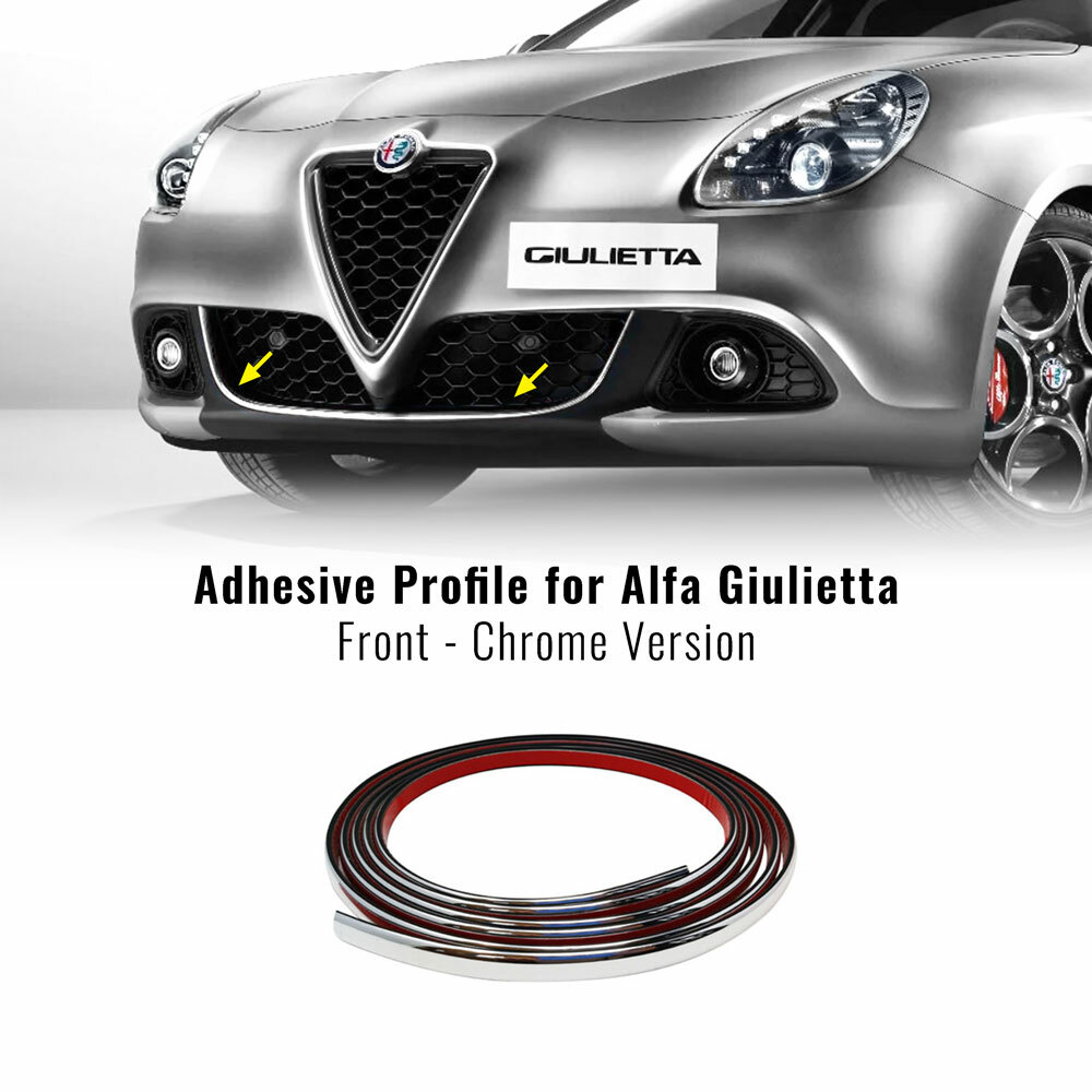 Profilo Cromo Adesivo per Dam Paraurti Anteriore Alfa Giulietta 11 mm x 1,15 mt