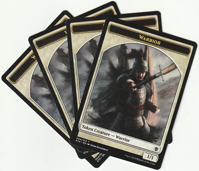   4 MAGIC The Gathering WARRIOR White Creature Token MTG PLAYSET KTK/EN 2014