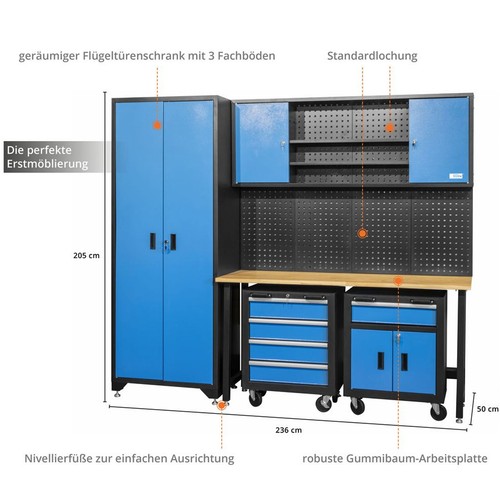 Güde Werkstatteinrichtung Set GWS 6-tlg. Schrank Werkbank Werkzeugwagen Stahl - Bild 2 von 10