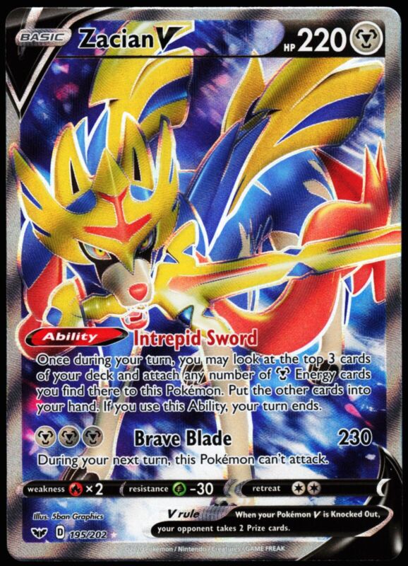 Zacian V & Zamazenta V - Pokemon Black Star Promo Card Lot - SWSH292 &  SWSH293 - Shiny Vault Full Art Card