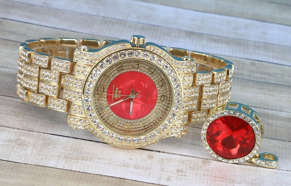 Reloj para hombre Iced Luxury Bisel Metal Link Band GP Techno Pave Foto 2 de 4