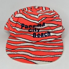Panama City Beach Vintage Hat Tiger Pattern Orange White Snapback Adjustable Cap