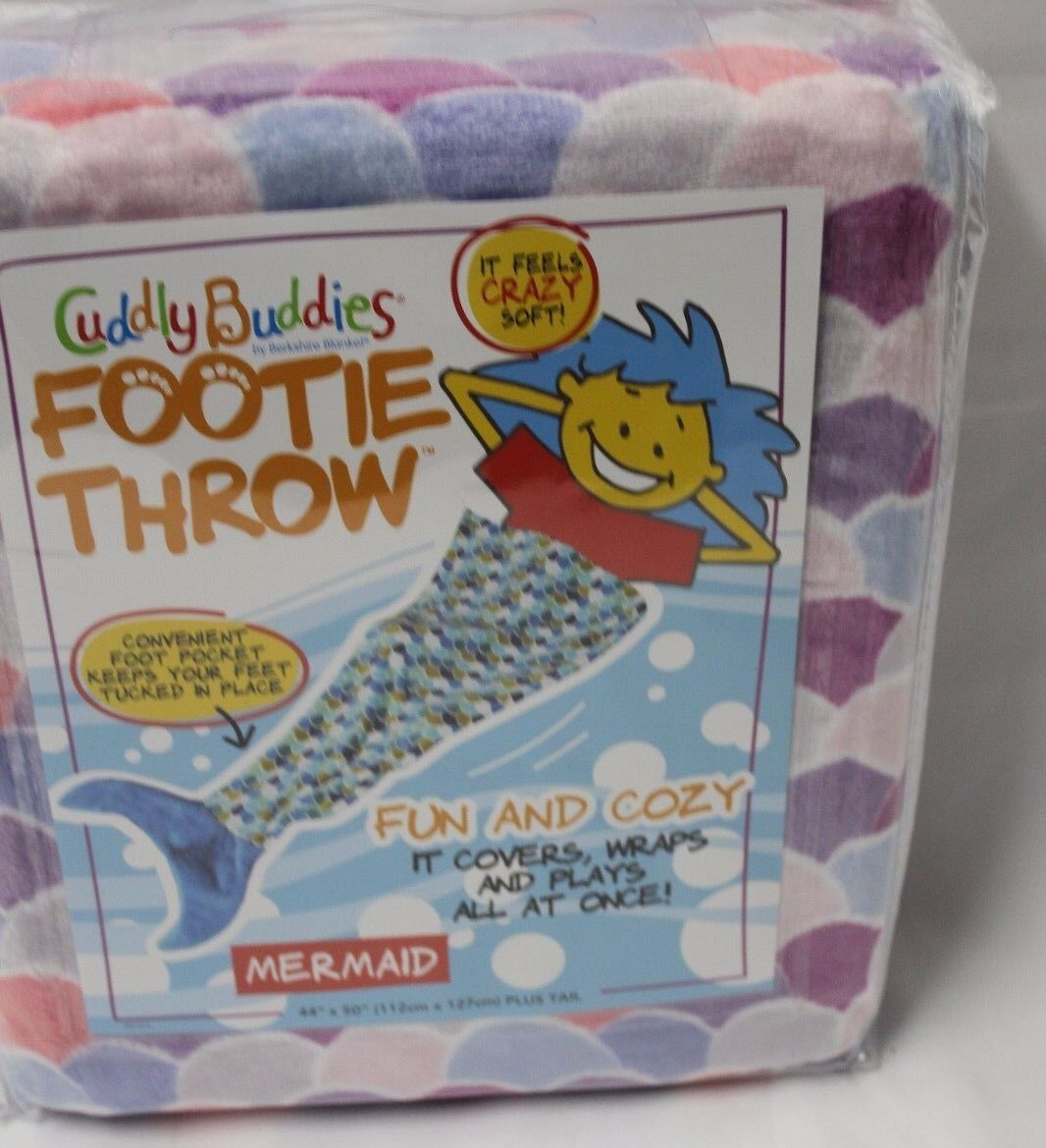New Berkshire Blanket Cuddly Buddies Footie Throw Mermaid Tail 44 x 50
