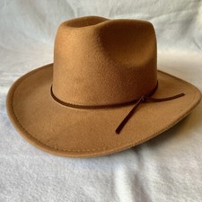 Marcus Adler Womens Hat Cowboy Style with Brown Faux Leather Tie around top