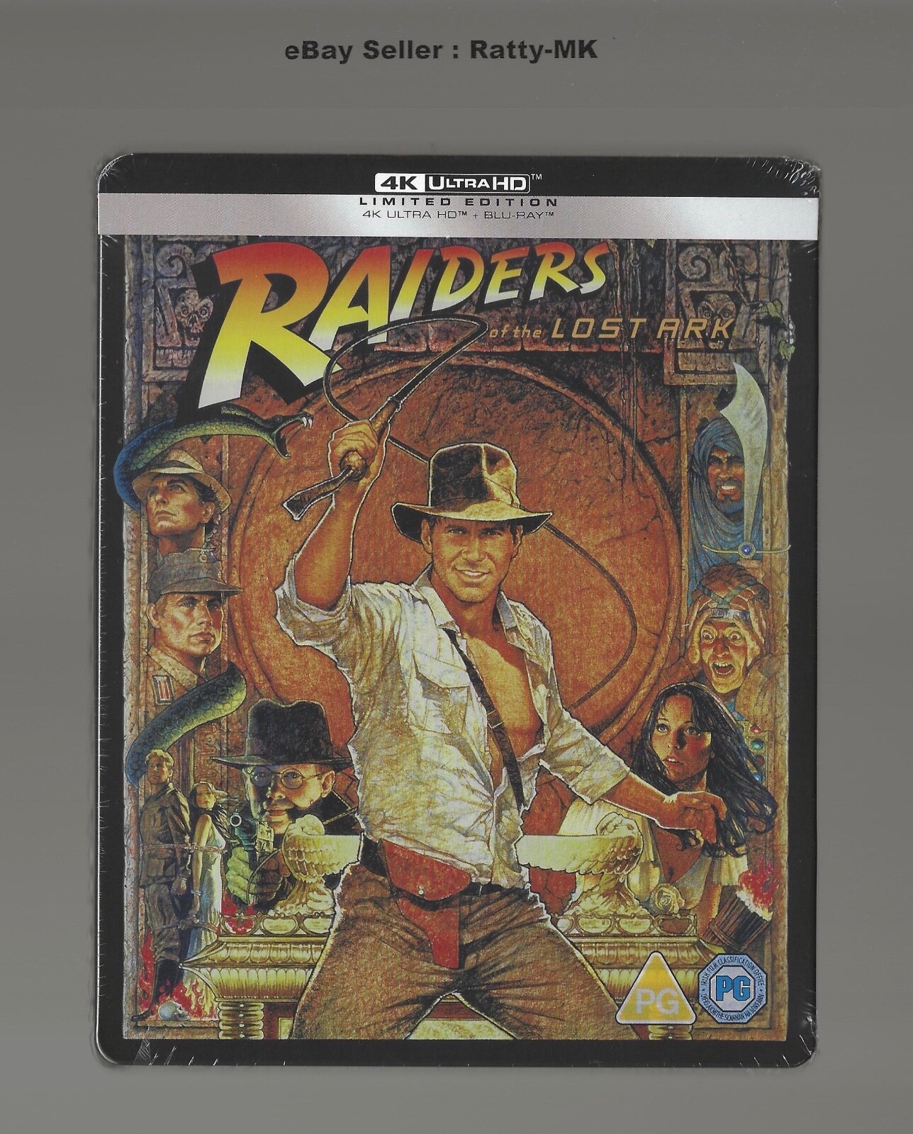 INDIANA JONES : RAIDERS OF THE LOST ARK - (UK)  4K + BLU RAY STEELBOOK - NEW