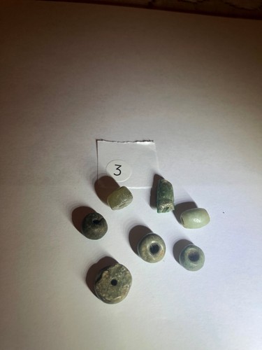 Perline di giada fine precolombiane Maya autentiche altamente lucide (7) insieme - Foto 3 di 3