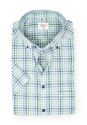 Marvelis Herren Kurzarmhemd Kurzarm Non-Iron Modern Fit,Karo,New Kent