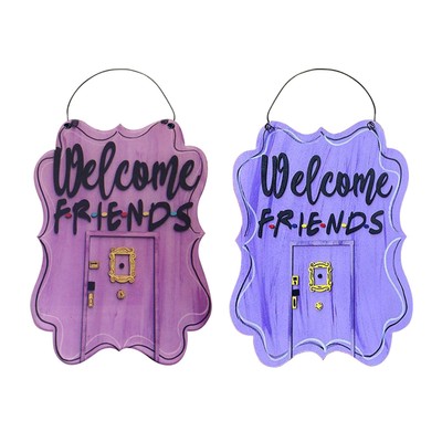 Welcome Friends Door Sign Hanging Sign, Wooden Door Ornament Party Decoration