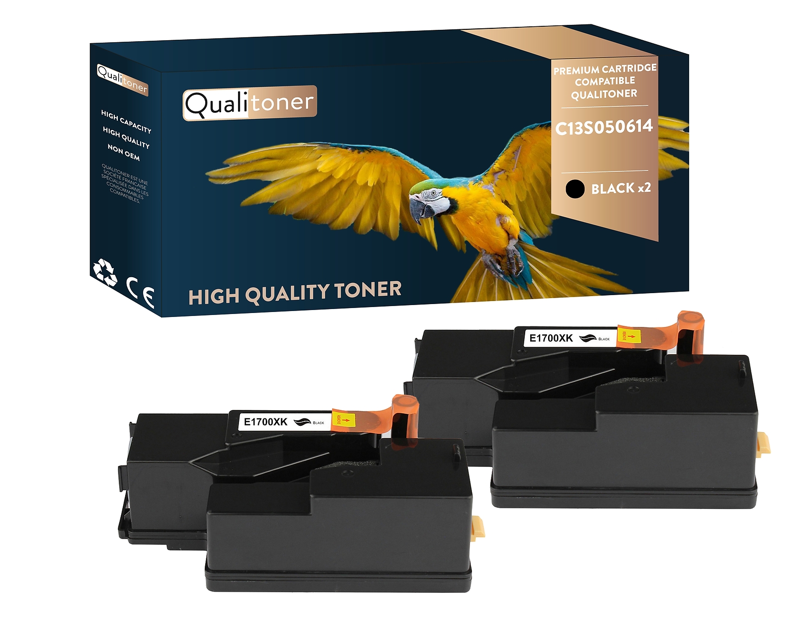 Toner Epson C13S050614 compatible noir de rechange Qualitoner x2