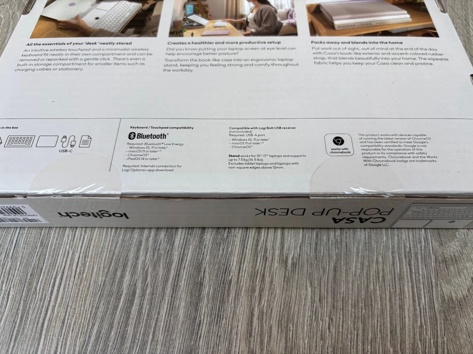 BN Sealed Logitech Casa Pop-up Desk Wireless Keyboard & Touchpad Set - white - Image 4 of 4