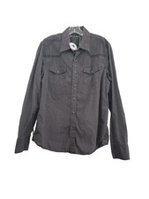 GUESS 1981 Dress Shirt Top Brown Snap Button Up 100% Cotton Men's Large EUC