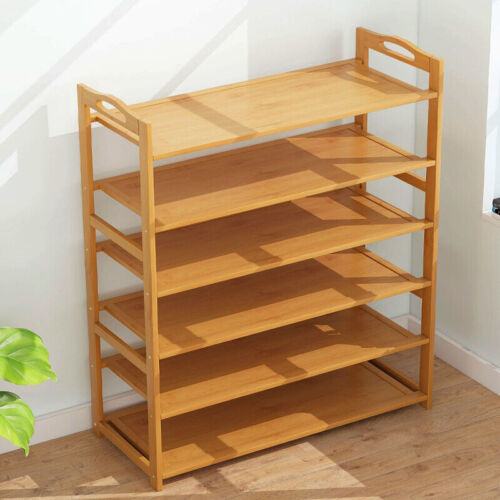 3-6 Tiers Layers Bamboo Shoe Rack Storage Organizer Wooden Shelf Stand Shelves - Picture 12 of 20