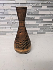 Hand Turned Wooden Flower Vase Home Decor Rustic 11" Tall