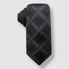 Ryan Seacrest Distinction Men's Black Pienza Plaid Slim Silk Tie 56x3