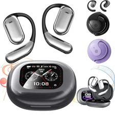 Open-Ear Bluetooth 5.4 Headphones Wireless Earbuds Sport Headset Touch Screen