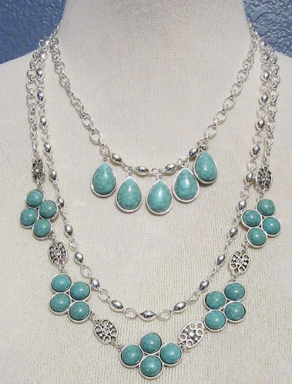 NWT  Unique Versitile! 8 way Switch It Up Necklace Retail $69 Silver & Turquoise