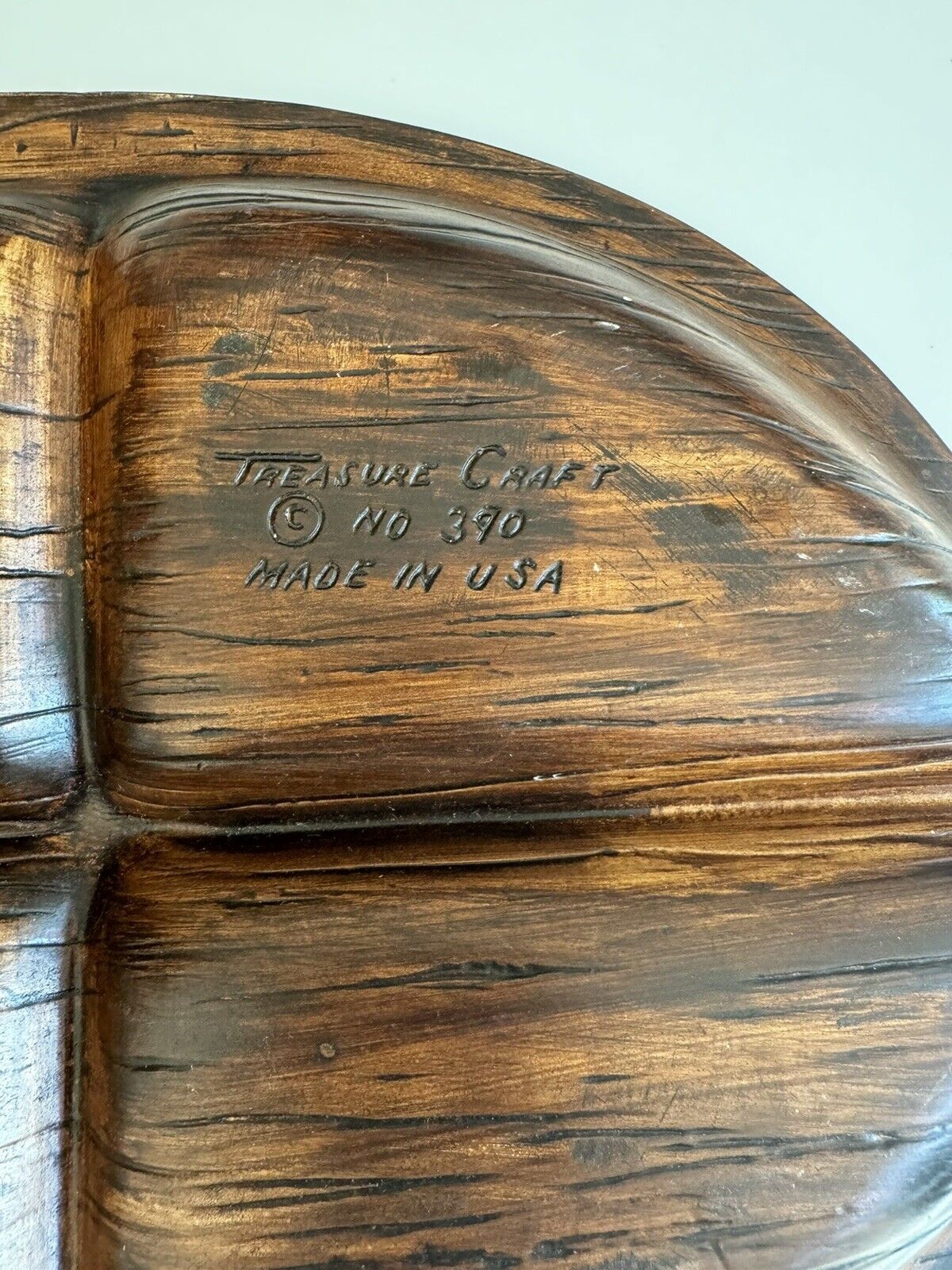 Fish Platter Vintage MCM Treasure Craft Large Sectioned Orange Brown Yellow EUC