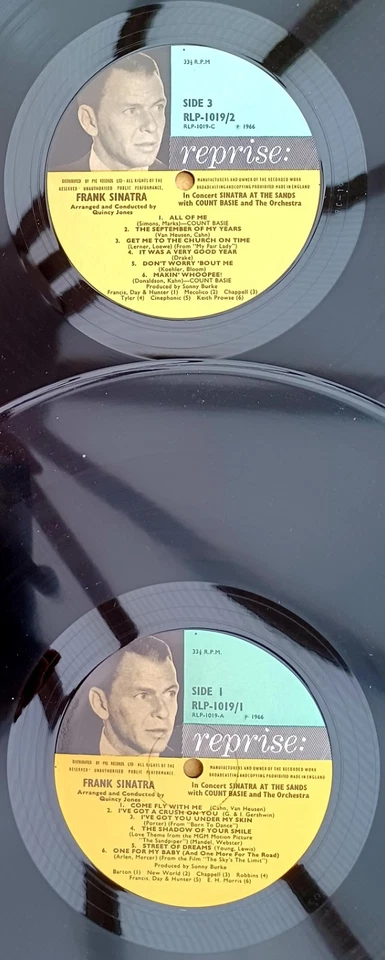 " FRANK SINATRA' AT THE SANDS " SUPERB NMINT TRICOLOUR LABELLED UK DOUBLE LP pg - Image 2 of 4