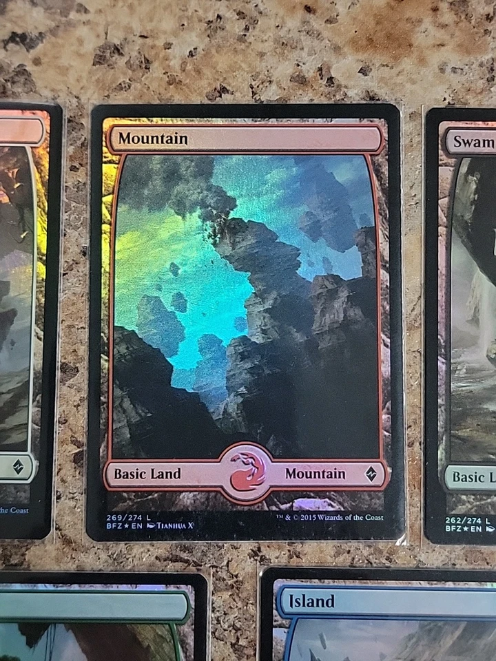 (x5) Basic Lands MTG (Full Art FOIL) BFZ Near Mint Never Played Commander Ready - Image 4 of 4
