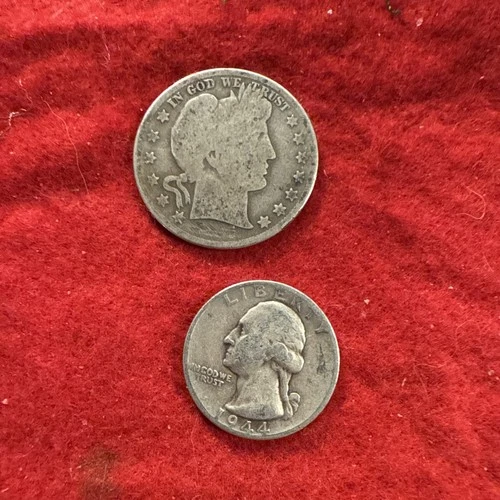 No Date Barber 1/2 Dollar 1944 D Washington Silver Quarter