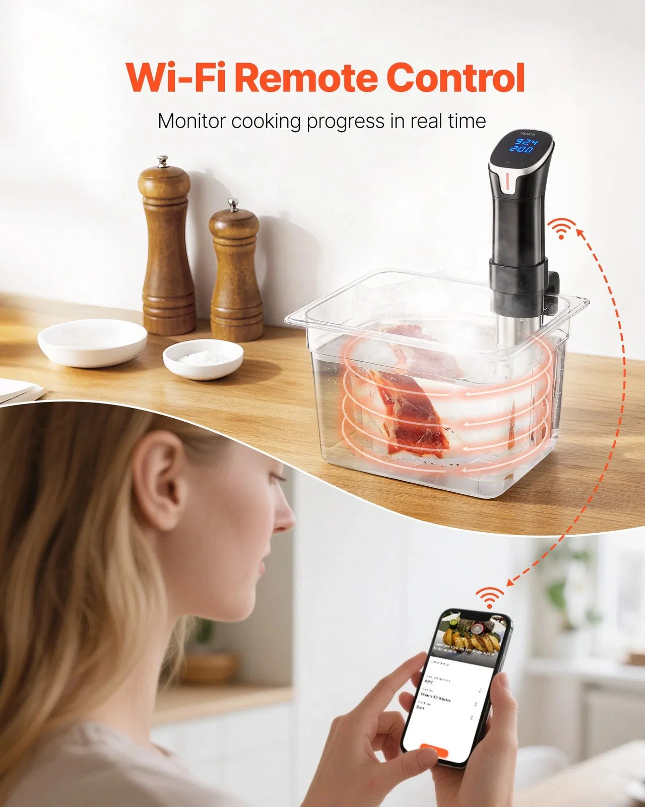 Sous Vide Precision Cooker, 1100W Sous-Vide Cooking Machine, WIFI Immersion Circ