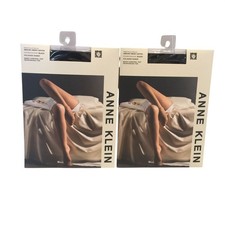 Anne Klein Polished Sheer Black M Basic Control Top Pantyhose Set of 2
