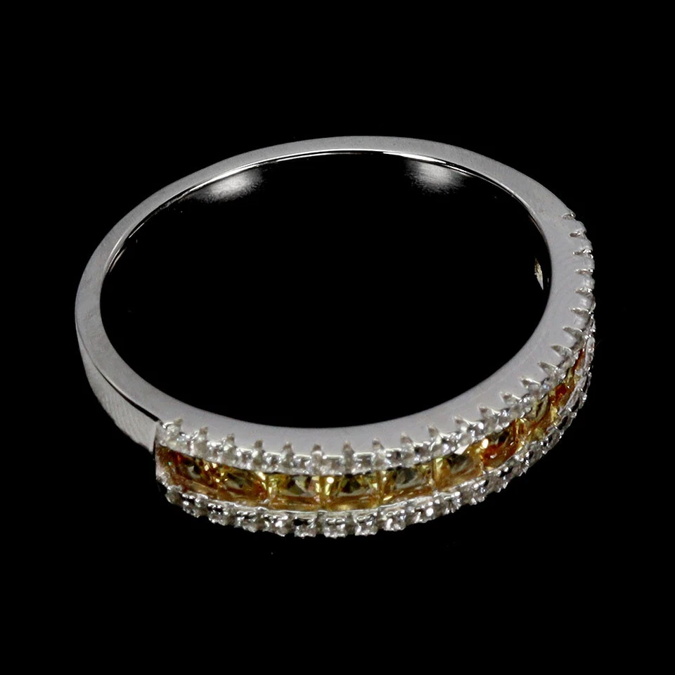 Anillo de plata de ley 925 corte princesa zafiro topacio piedras preciosas naturales joyería Foto 3 de 4