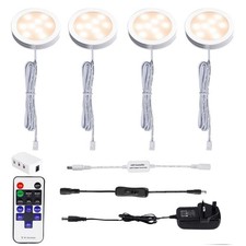 AIBOO Under Cabinet Lighting - Dimmable Cupboard Lights with Remote Control & 4 