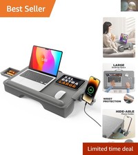 Elegant Portable Lap Desk with Cushion  Drawer - Perfect for Laptops Up to 17in