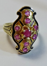 Sammlung  Konvolut  Dublee Schmuck Silber vergoldeter  Ring  Rubin Emaille/ Lack