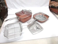Copper Chef 7 Piece Pan Set 2 Pans Steamer Fryer Basket Lid