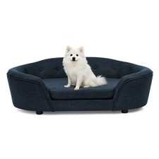OVERSIZED Linen Dog Sofa Bed - Semi-Enclosed Tufted Pet Bed Oval Shape