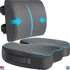 TushGuard X-Large Grey Office Chair Cushions - Back & Seat Support for Sciatica