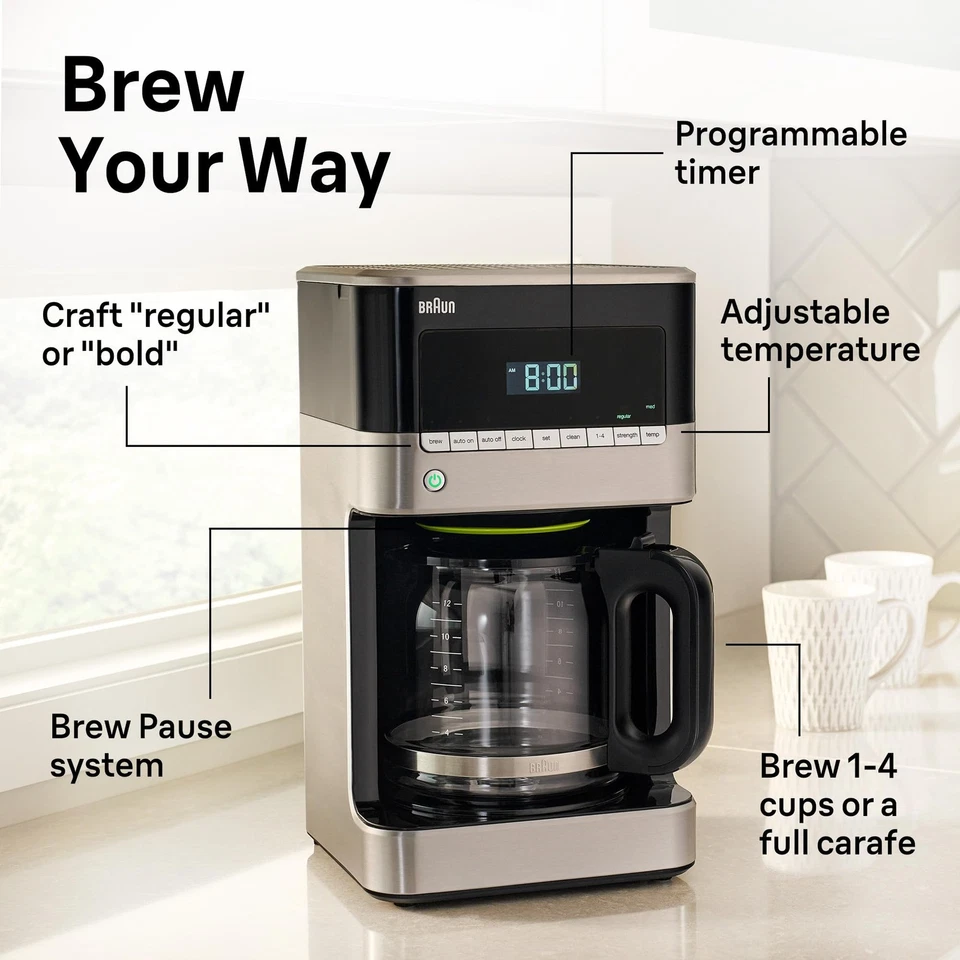 Braun BrewSense 12 Cup Drip Coffee Maker - Pause  Pour Mid Brew, Coffee Machi... - Image 4 of 4