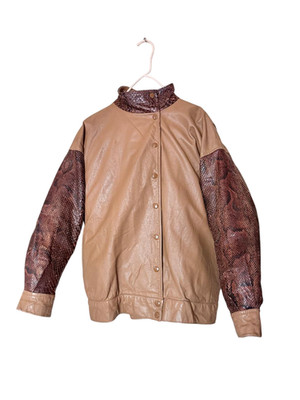 VTG NEVAL EXOTIC LUXURY DESIGNER PYTHON BOHO BOMBER JACKET S